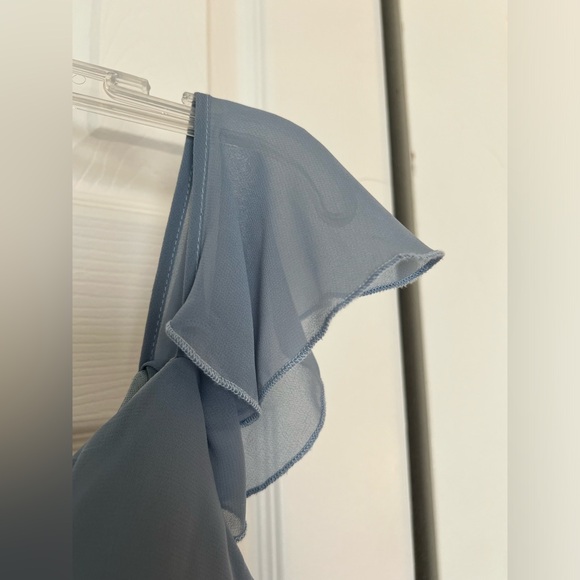 Birdy Grey Dusty Blue Kae M Flutter Sleeve Chiffon Bridesmaid Dress - Picture 4 of 6